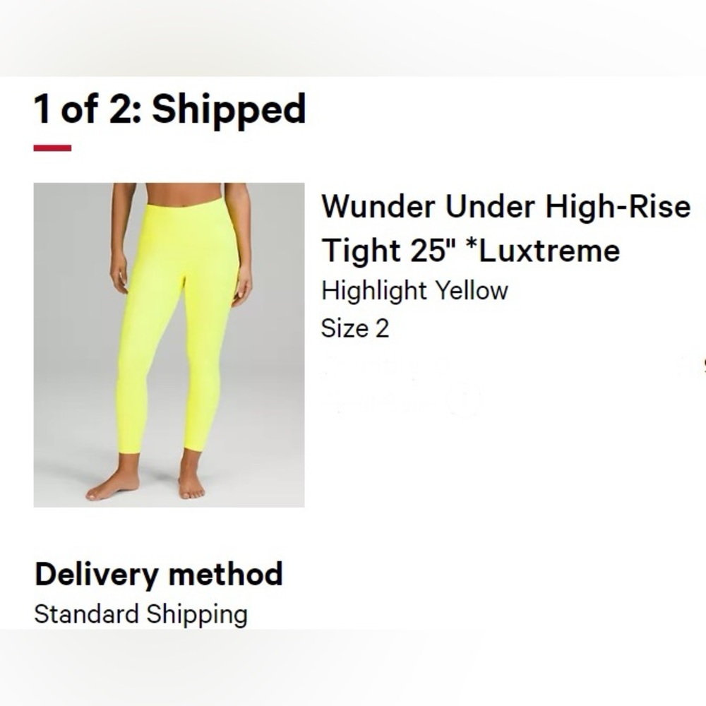Lululemon Wunder Under 25” High Rise Leggings - Size 2 - Highlight Yellow